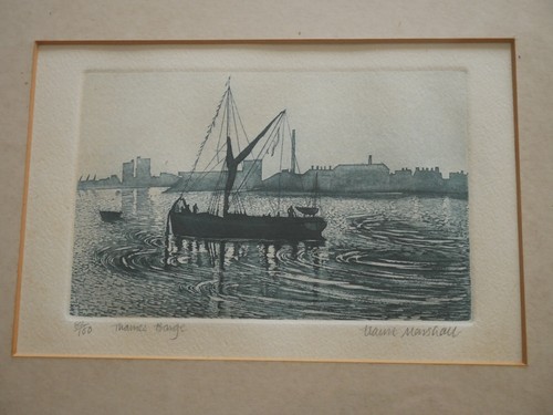 Thames barge signed - "thames, &