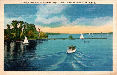 Postcard barge canal - postcard, outlet