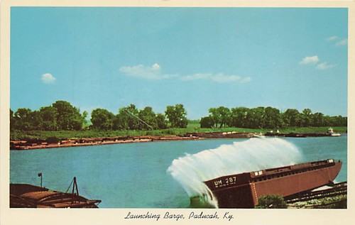 Postcard launching barge - postcard,