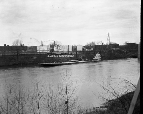 1954 cumberland river - river, barge