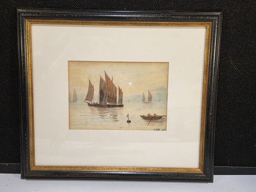 1910 antique signed watercolor - 1910,