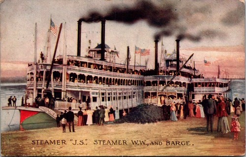 Postcard steamer barge - w, w