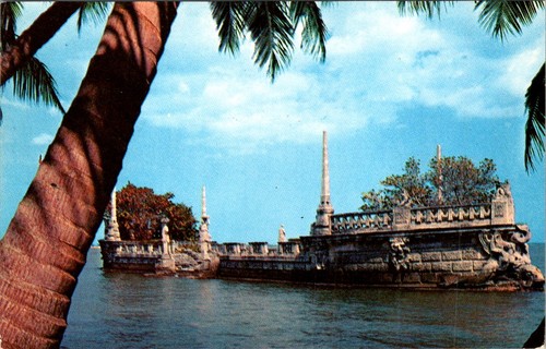 Stone barge postcard 1940s - barge,