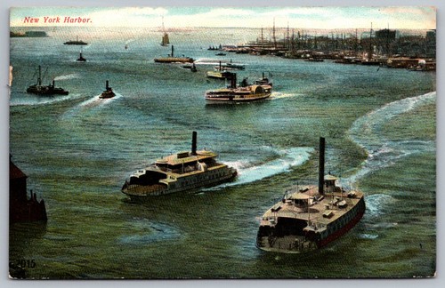 Postcard harbor scene new - new, york